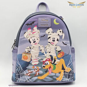 Loungefly Disney Mickey Mouse & Friends Halloween Purple Mini Backpack Bag New